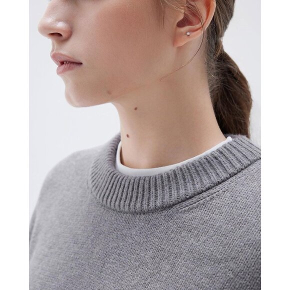 Women Cashmere Blend Oversized Crew Neck Cocoa Brown Soft Warm Pullover Sweater - Picture 3 of 6